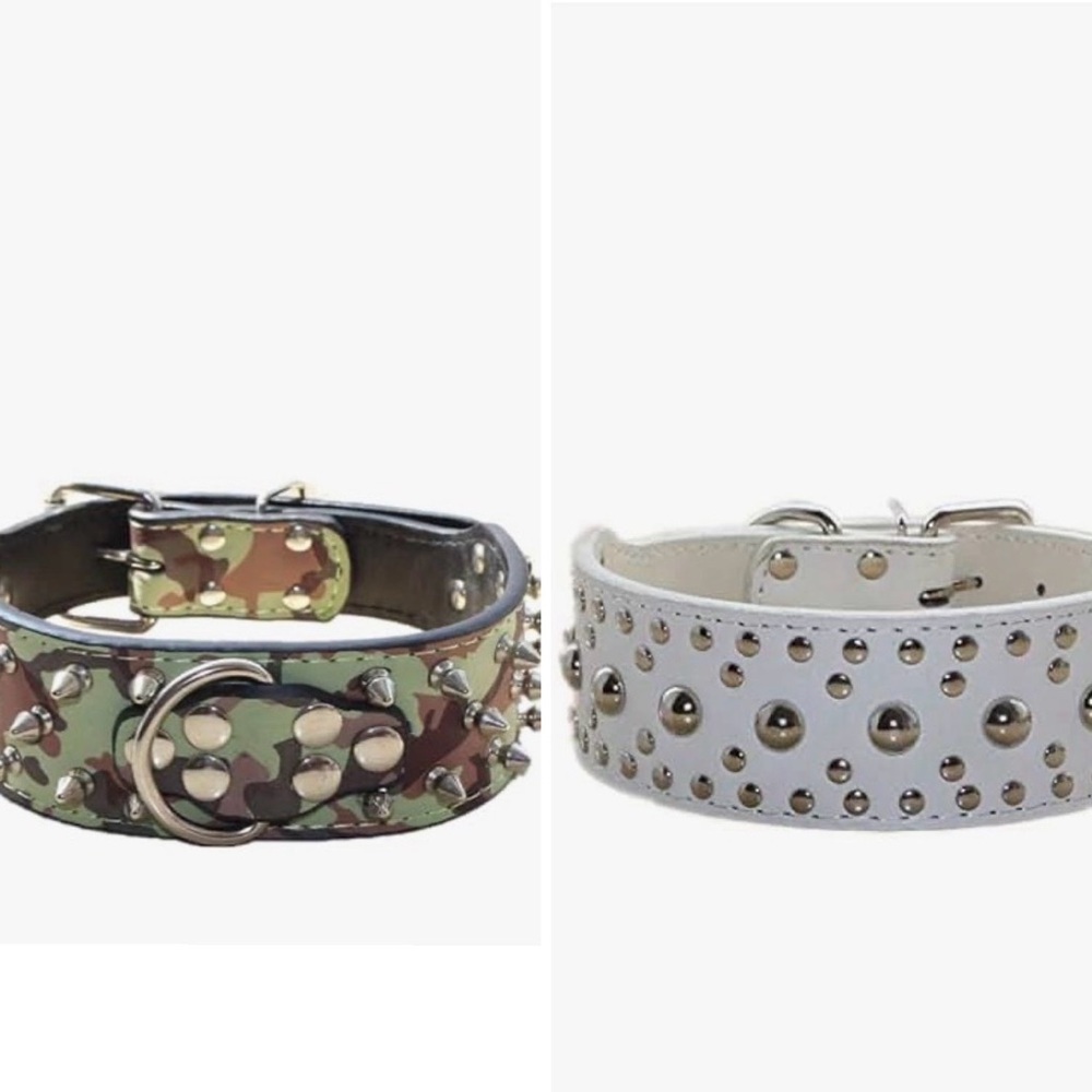 Haoyueer Studded Leather Dog Collar - two